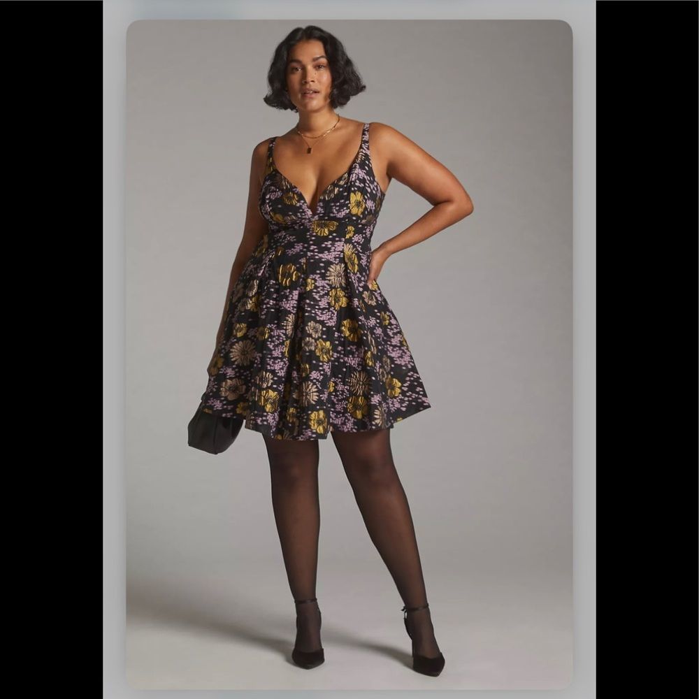 Anthropologie Jacquard A-Line Mini Dress